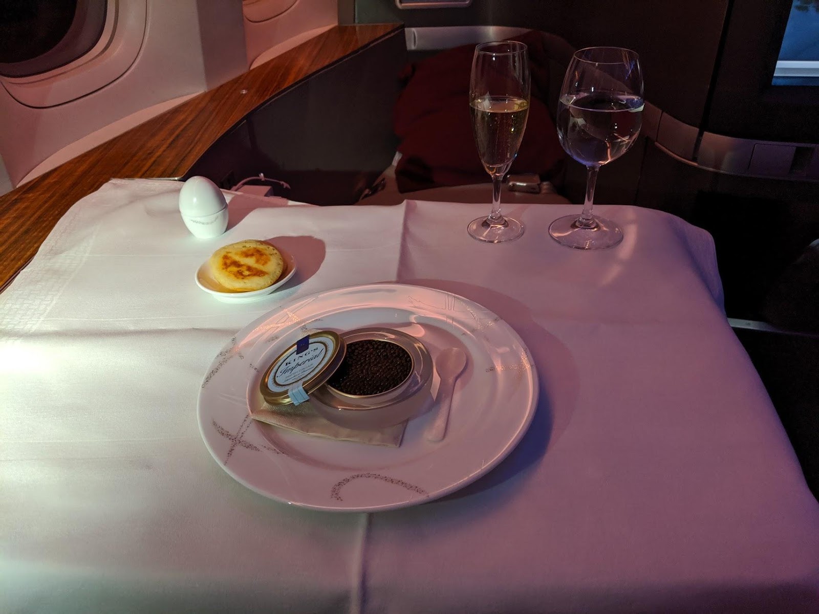 Cathay Pacific First Class Caviar and Champagne