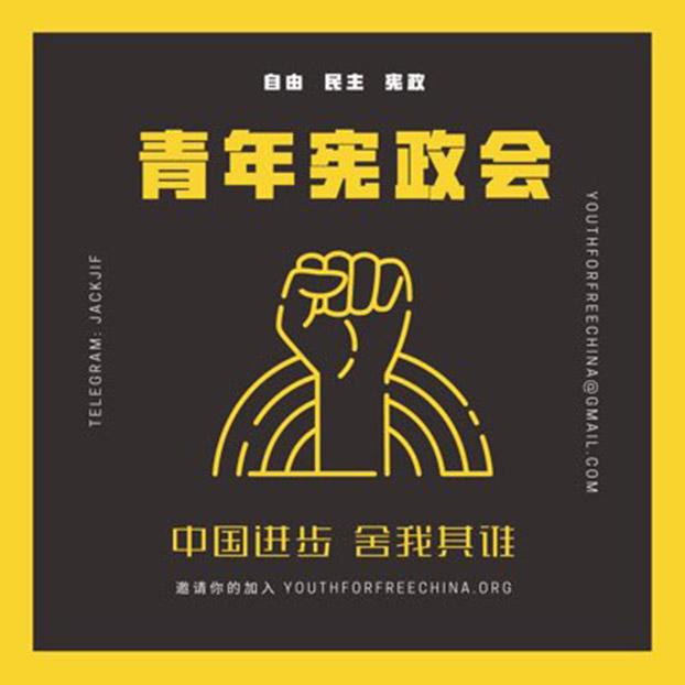 一群华人留学生近日成立青年宪政会,图为青年宪政会的标志。(推特图片)