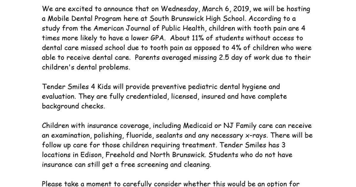 Tender Smiles 4 Kids March 2019 SBHS Announcement.docx