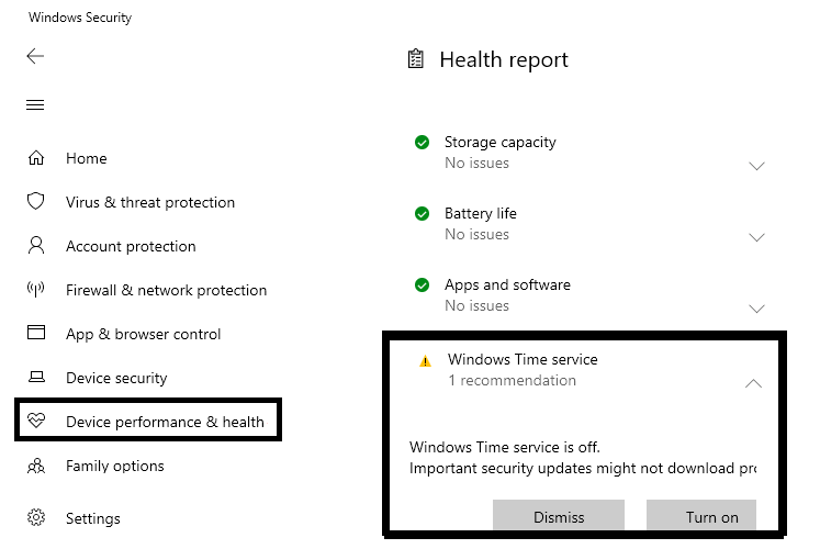 Check the Device Performance and the Health to fix Internal Power Error 0x000000a0 in Windows 10