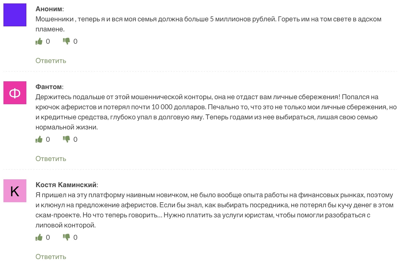 F-Investors: отзывы юзеров о платежной дисциплине, исполнении договоренностей