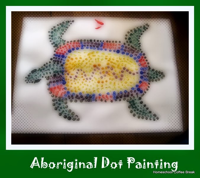 Australian Aboriginal Dot Painting on the Virtual Refrigerator, an art link-up at Homeschool Coffee Break @ kympossibleblog.blogspot.com #Australia #art #VirtualFridge