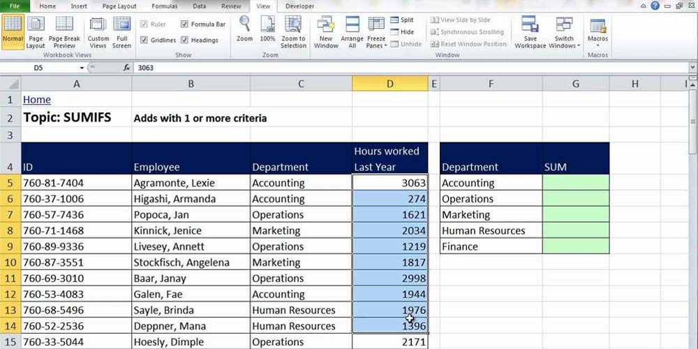 Microsoft Excel spreadsheets