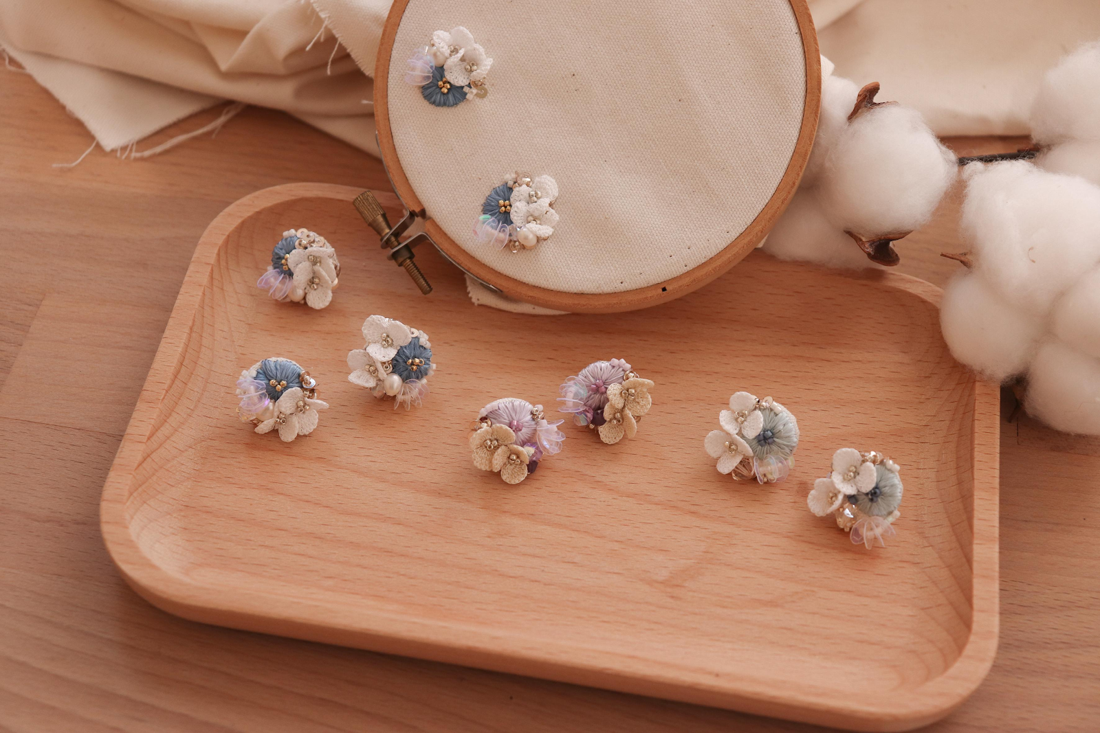 embroidered flower earrings