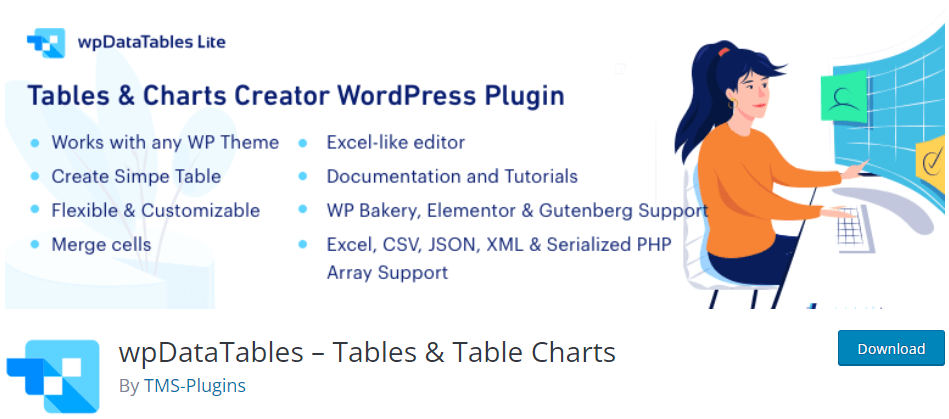 wpData Tables is one of the best WordPress table pluigns to show complex data.