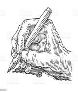 Pisanie Ręka Trzyma Długopis Rysunek - Stockowe grafiki wektorowe i więcej  obrazów Czarno biały - iStock