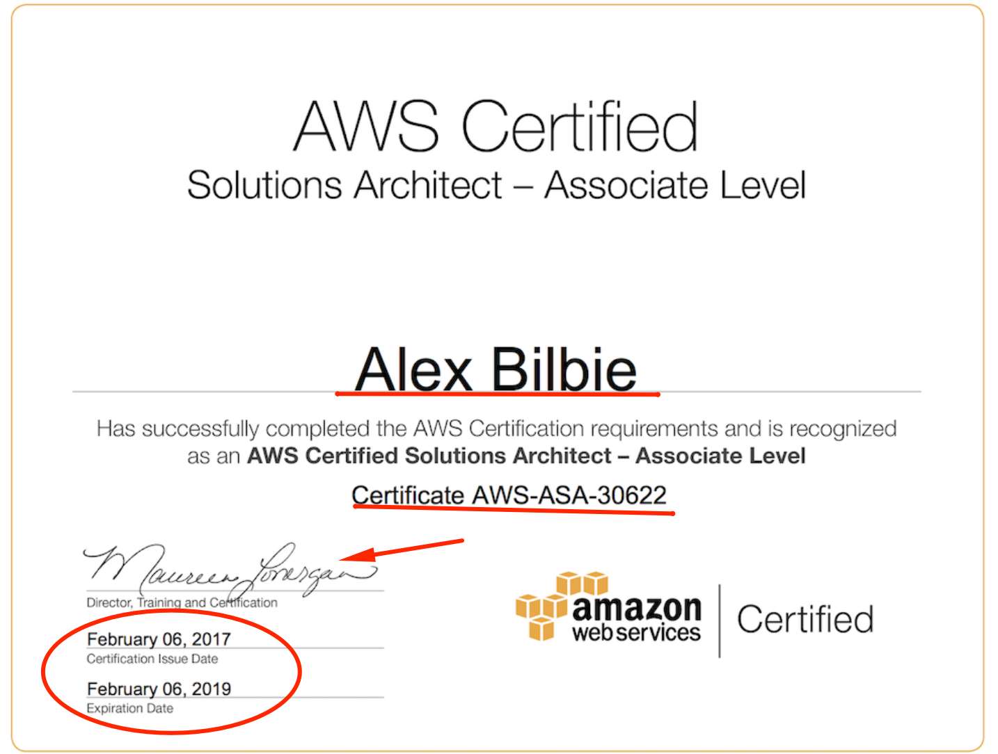 AWS Certificate design template 