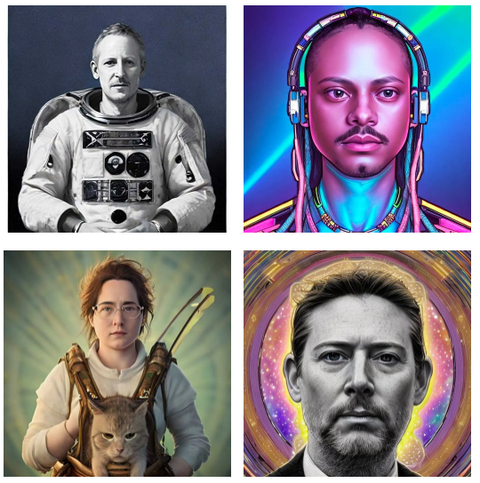 Variety of male avatars created using Lensa app