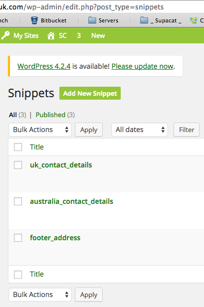 WordPress Snippets