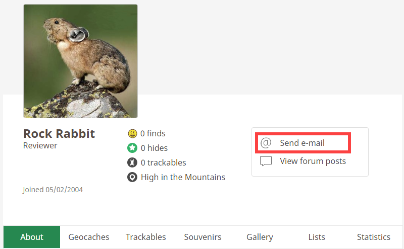 Reviewer profile on Geocaching.com