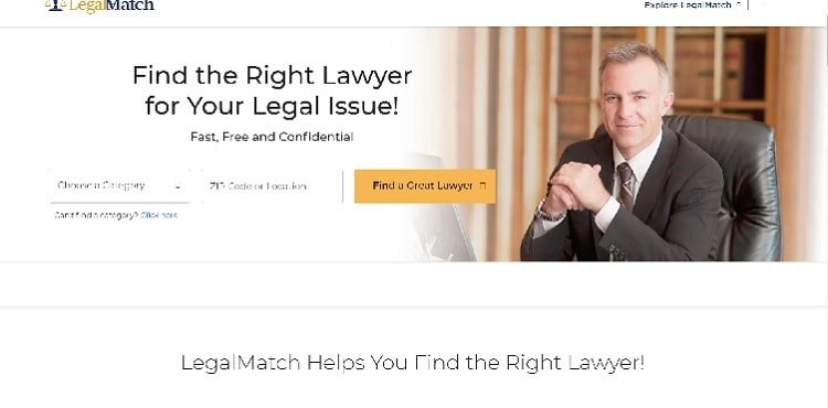 Page d'accueil de LegalMatch