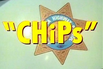 the title screen for the television show CHIPs showing the name Chips overlaid on California seal
