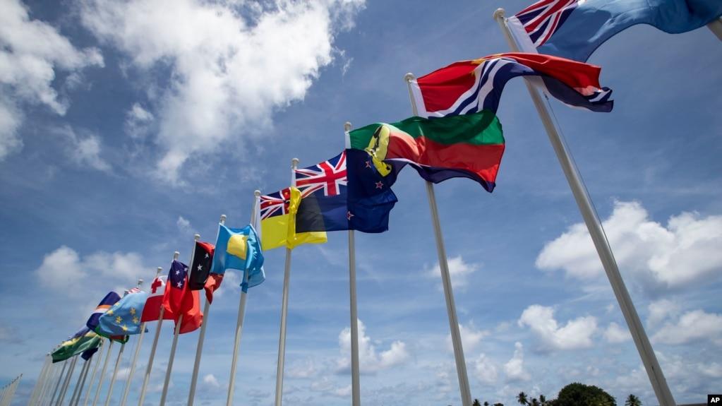 Quốc kỳ các nước thành viên Diễn đàn các Đảo quốc Thái Bình Dương (ảnh tư liệu, tháng 9/2018).