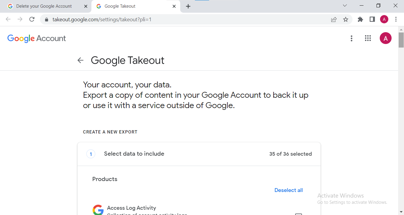 download your google data