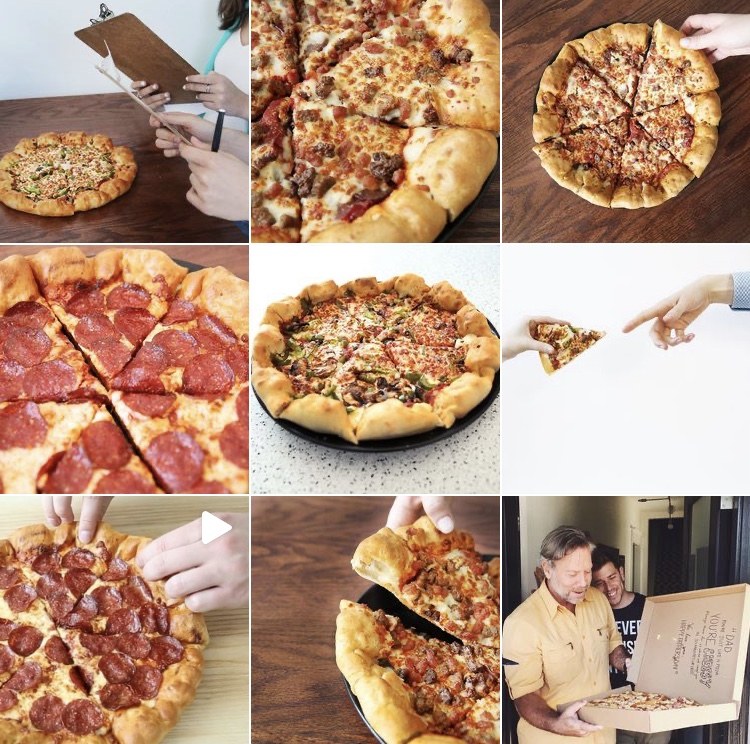 Pizza pictures on an Instagram grid