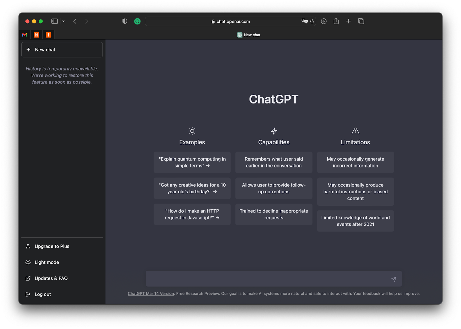 screenshot of chatgpt 3.5