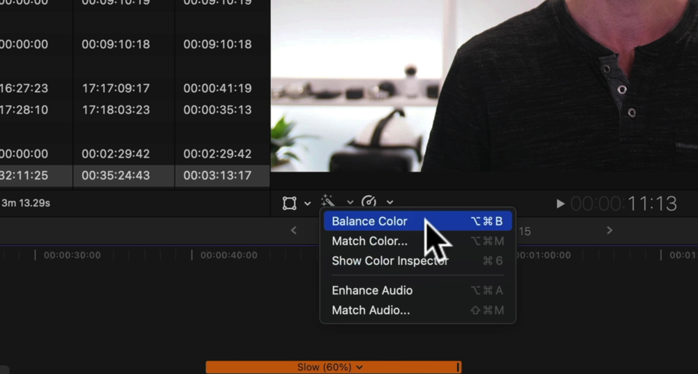A simple way to color grade is by going to the Wand icon and selecting Balance Color 