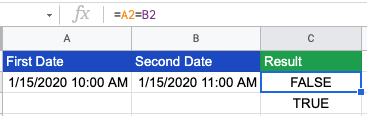 Google sheets compare dates with time