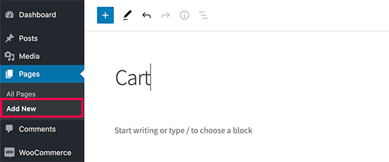 Criar nova página de carrinho no WooCommerce