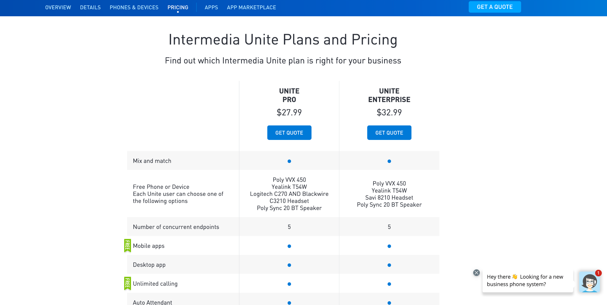 Intermedia Business Phone Services prices
