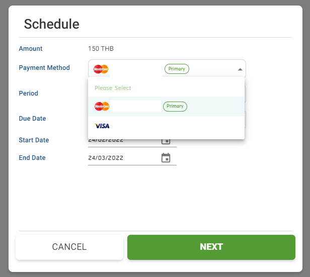 เลือก Credit Card ในระบบที่ต้องการ