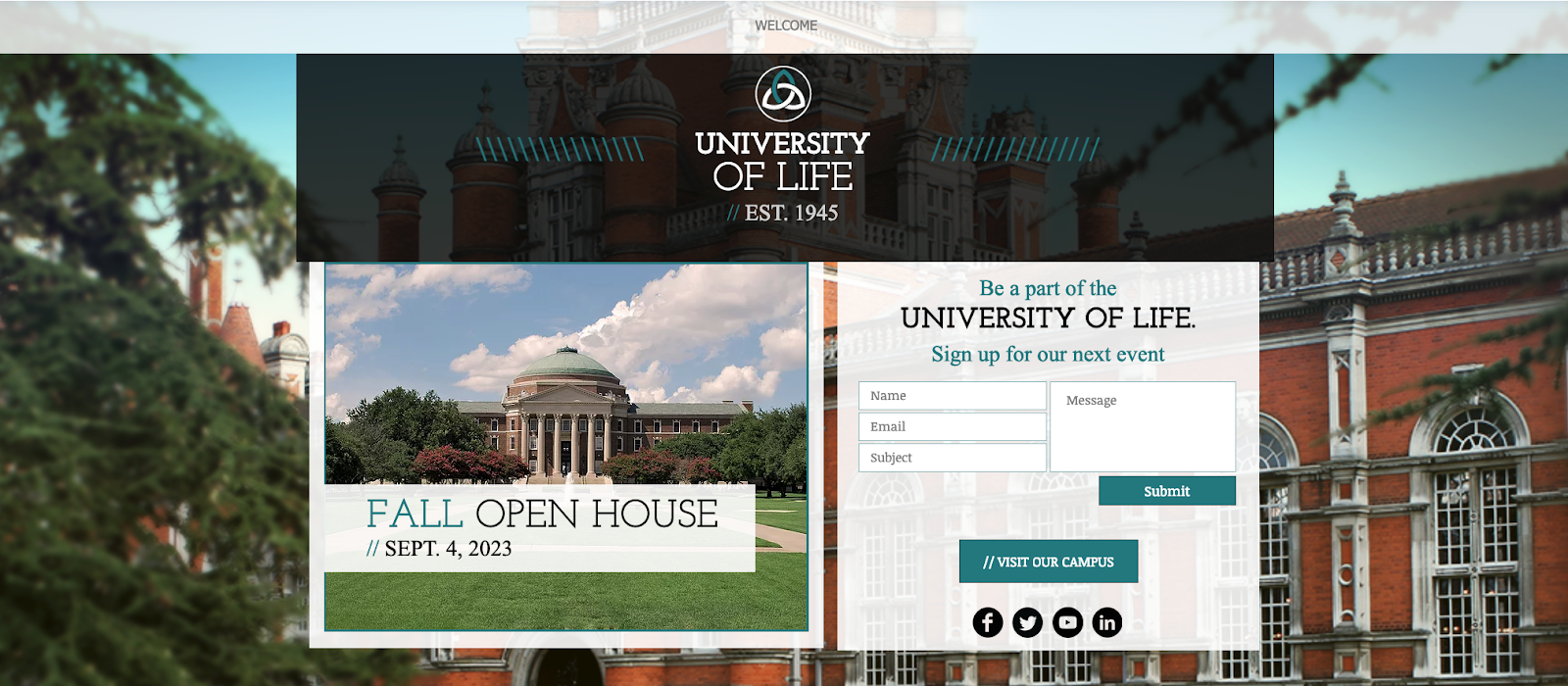 University Landing Page Template from Wix