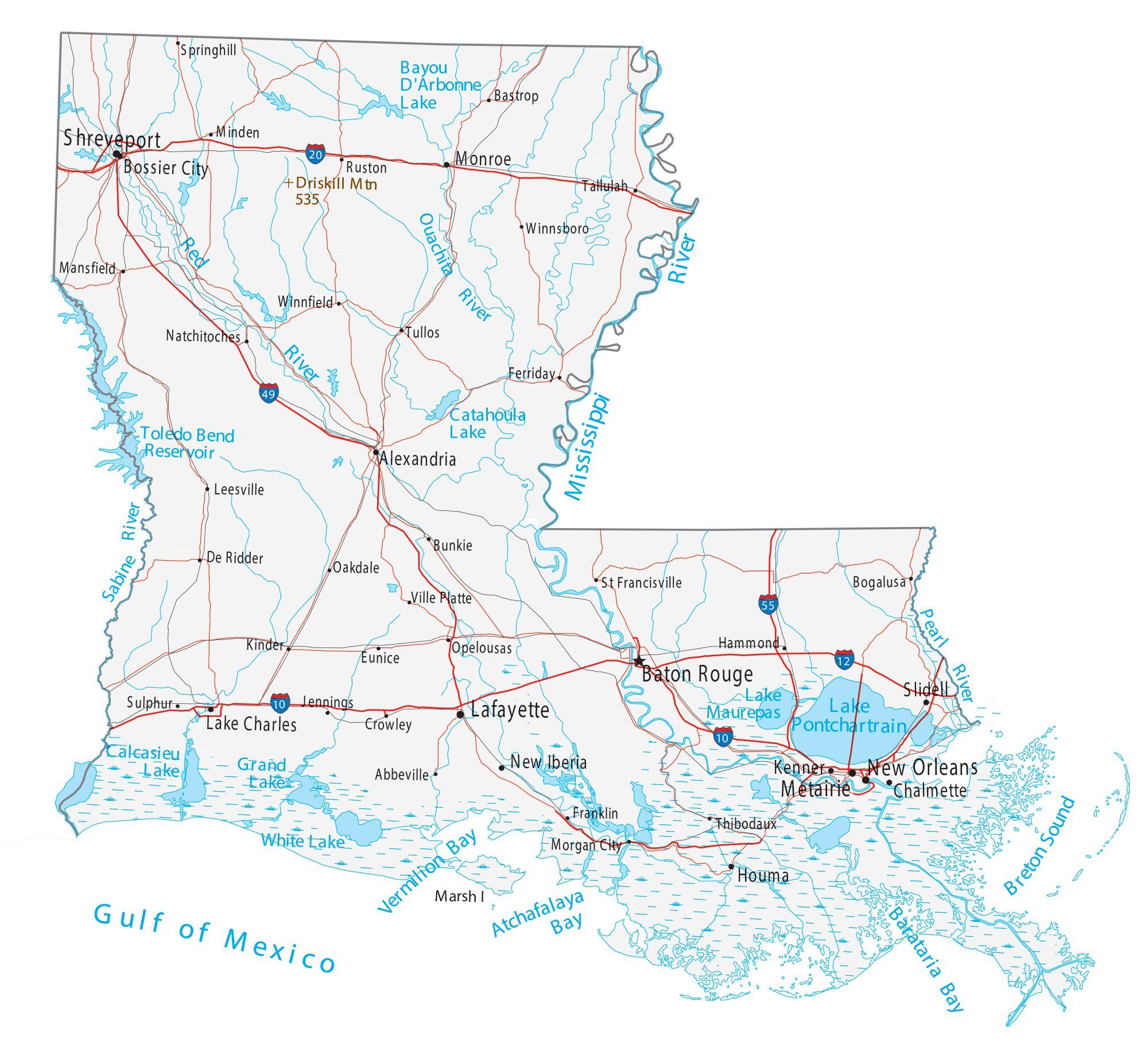 Mapas de Louisiana para imprimir