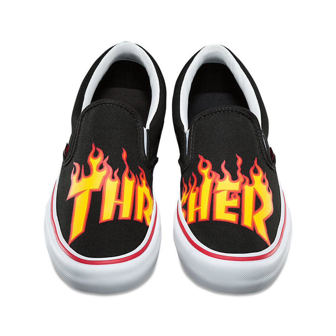 Vans x Thrasher &quot;Slip-On Pro&quot; Sneakers (Thrasher Black) Men&#39;s Skate Mag Shoes | eBay