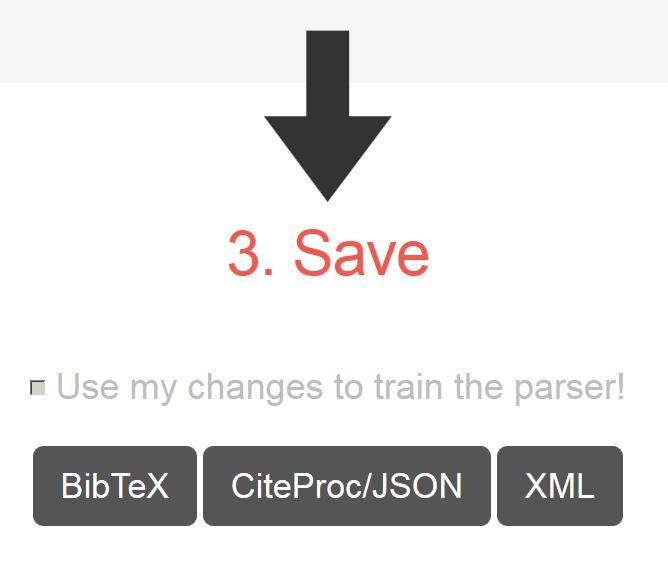 Screenshot of Save section of anystyle.io.