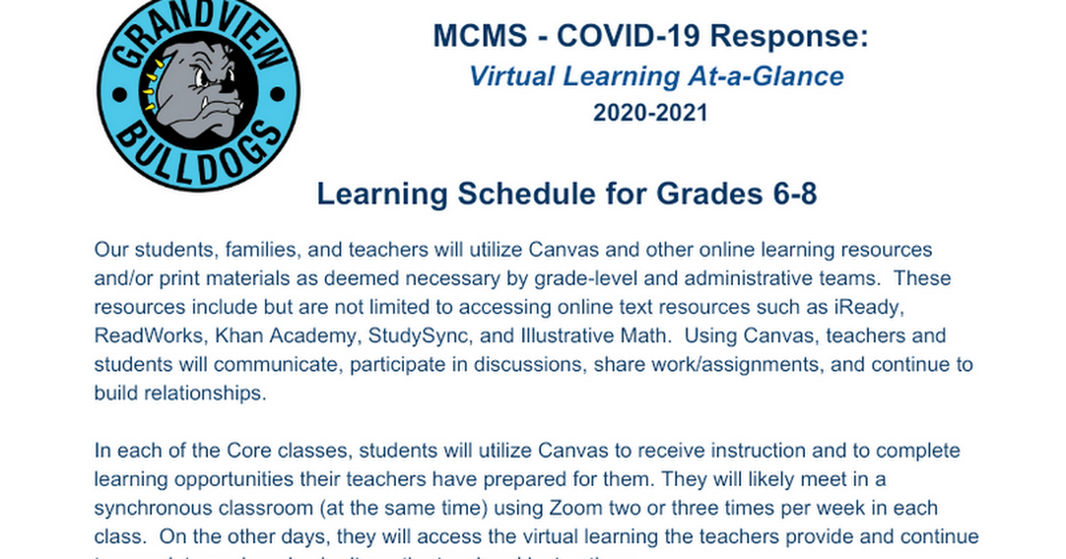 MCMS - Virtual Learning 2020-2021