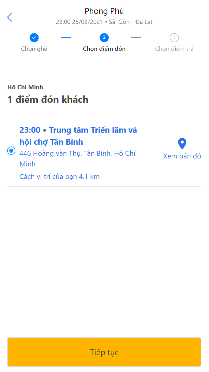 Chọn giờ, chọn chỗ, điểm đón/trả và điền đầy đủ thông tin.