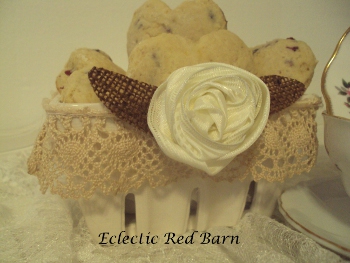 Electic Red Barn: Cherry Scones in White Ceramic Strawberry Basket