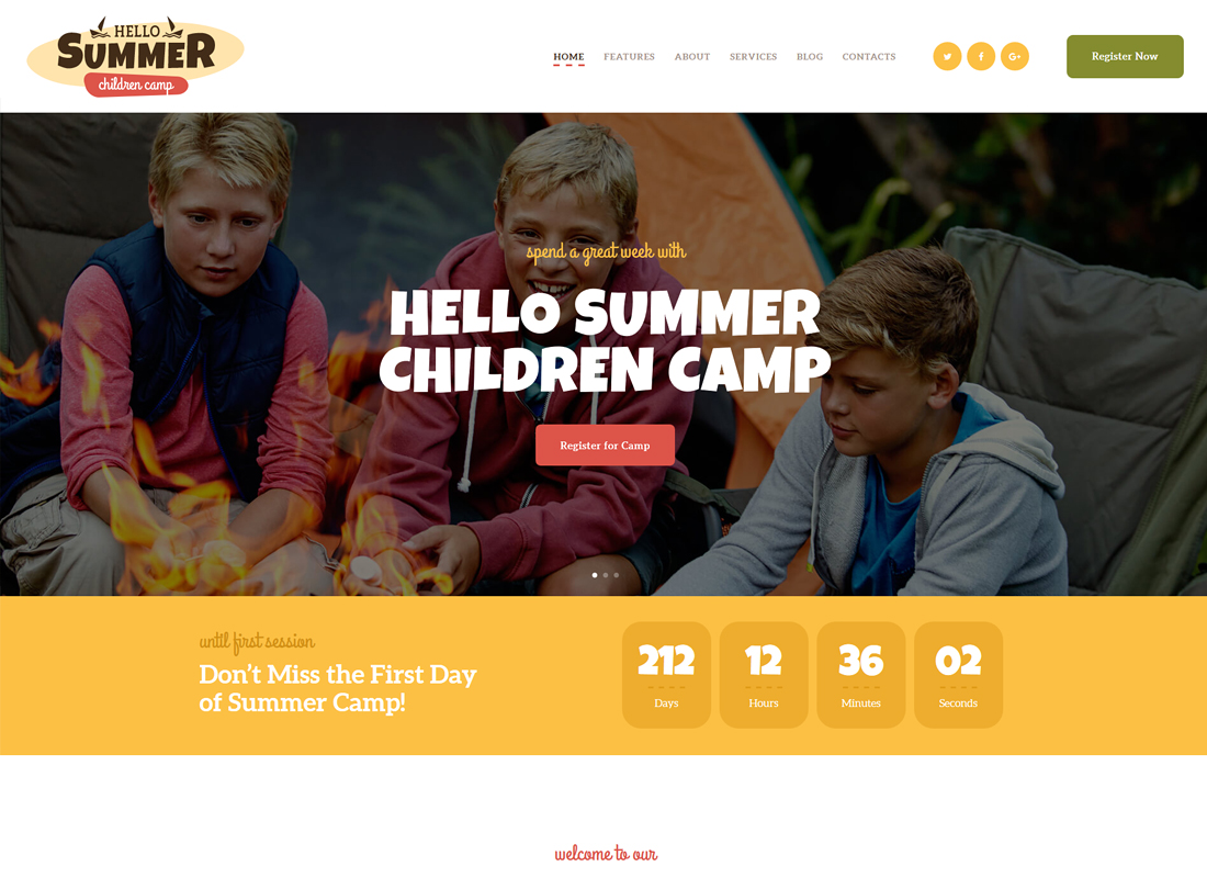 Hola Verano |  Un tema de WordPress para campamentos infantiles