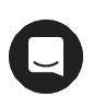 A picture of the online chat symbol. It is a black circle with a white chatbok icon that has a simple smile. No eyes. Sounds creepy, looks cute. 