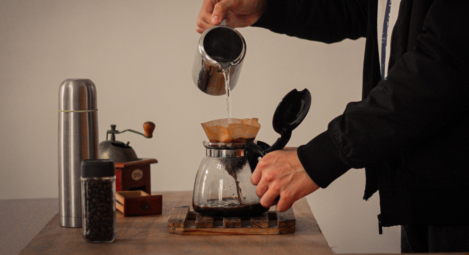 at-home barista crafting his brew