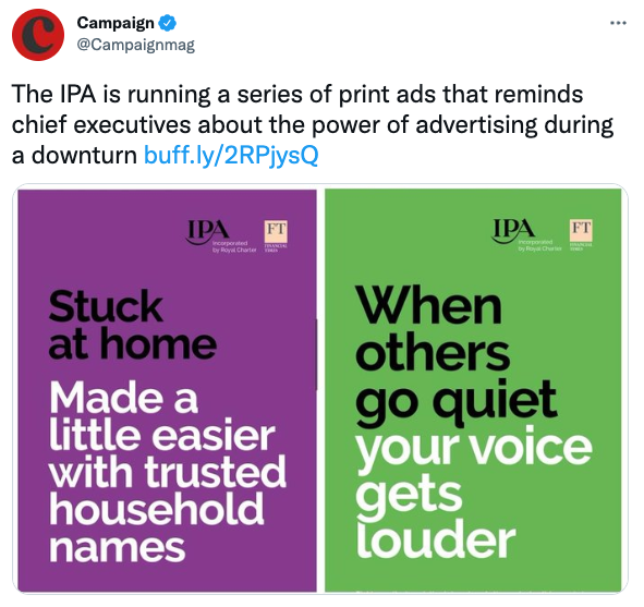 IPA Campaign about the power of advertising during a downturn