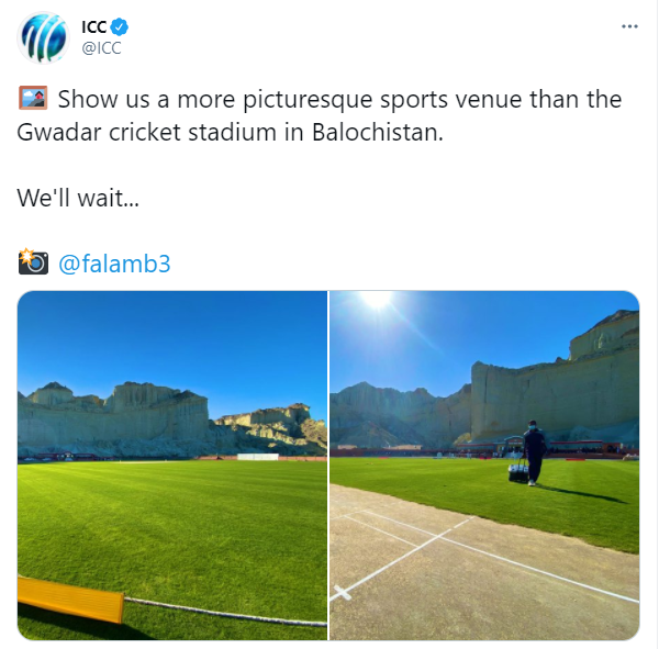 Tweet of ICC for Gwadar Cricket Stadium