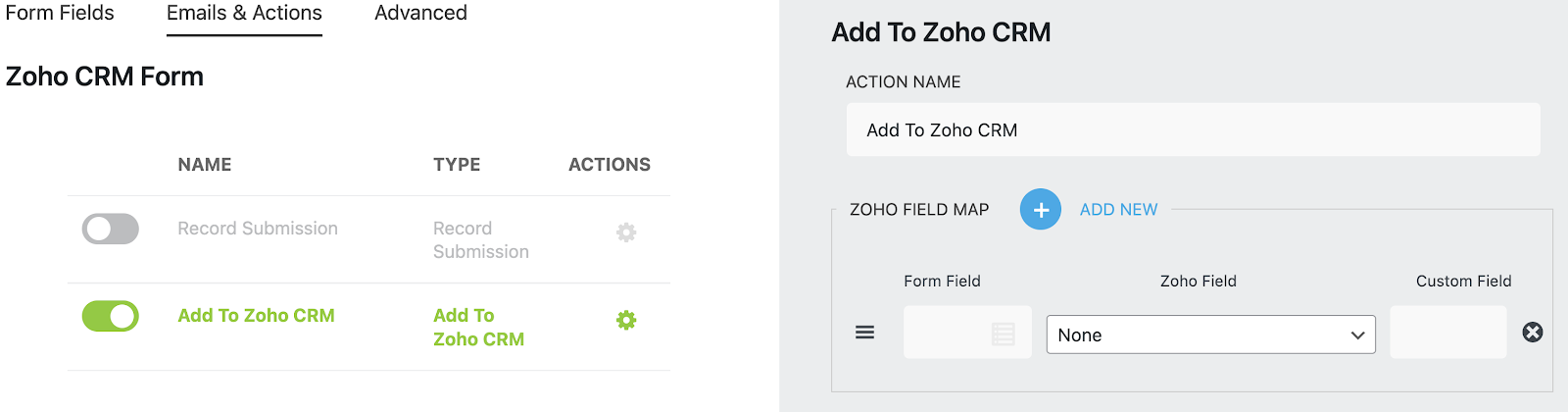 create a zoho crm wordpress form