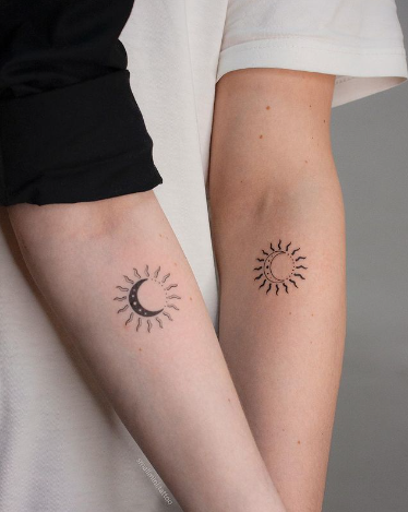 mini tattoos of moon and stars