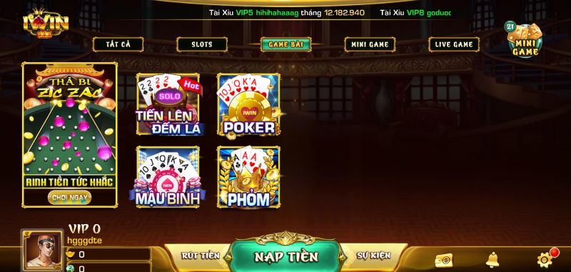 Game bài đổi thưởng luôn đông người tại Iwin Club