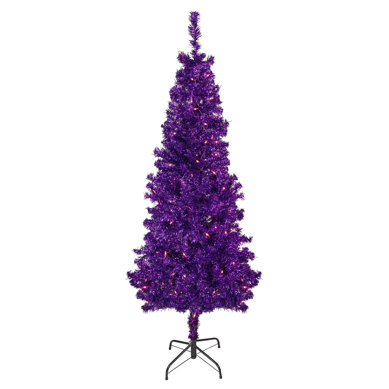 purple tinsel tree