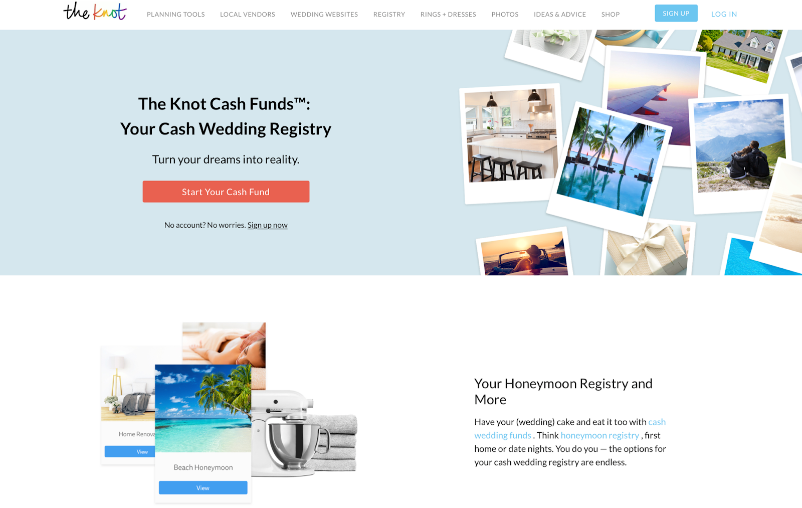 the knot cash fund wedding and honeymoon registry