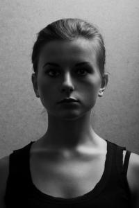 Description: Black And White Photo Portrait Of A Girl
