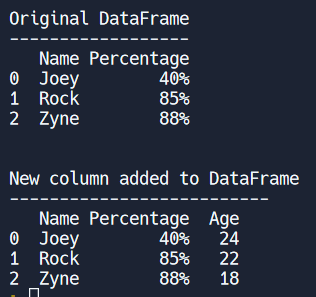 The below image demonstrates DataFrame before or after adding the new column:
