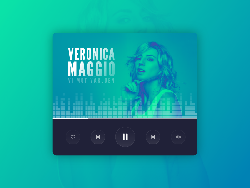 Music Player teal gradient card widget player music duotone