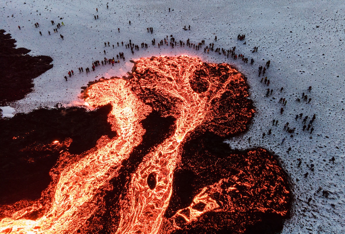 Lava Flowing from Iceland Volcano by Brian Emfinger