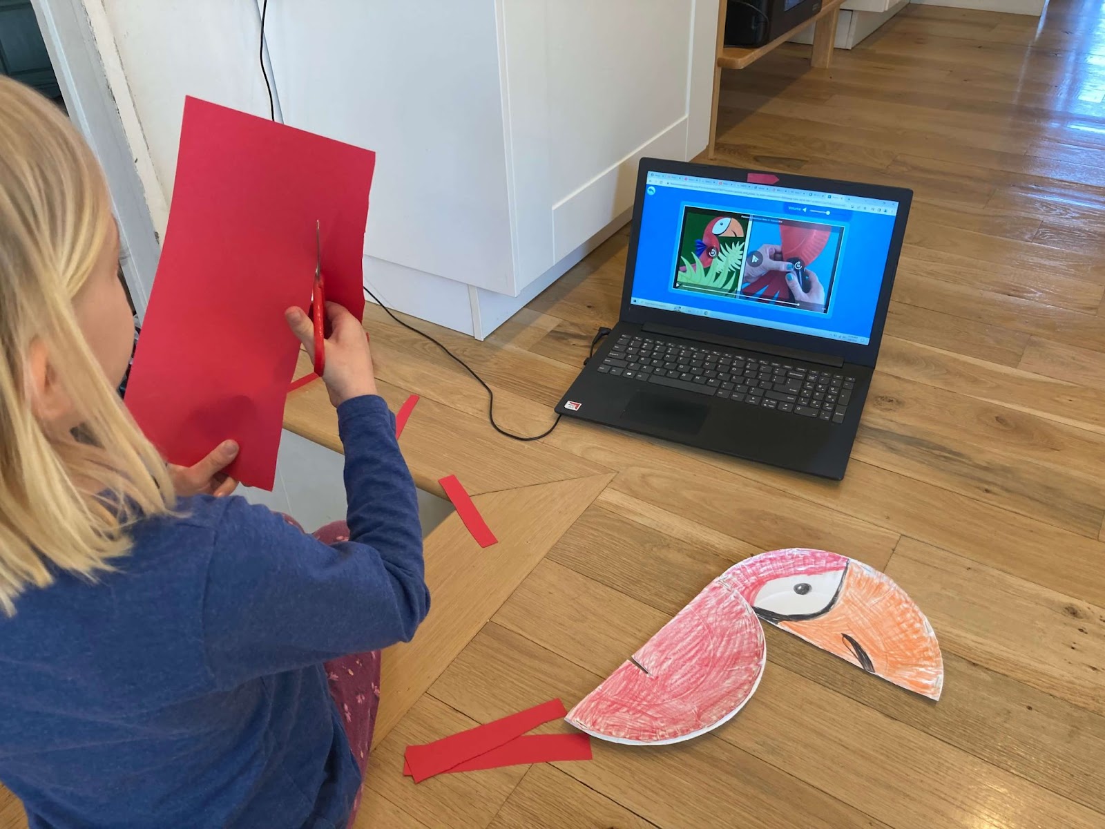 child making art craft using Homeschool+ Online Learning Program