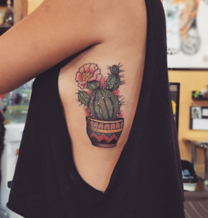 Cactus Side Tattoo