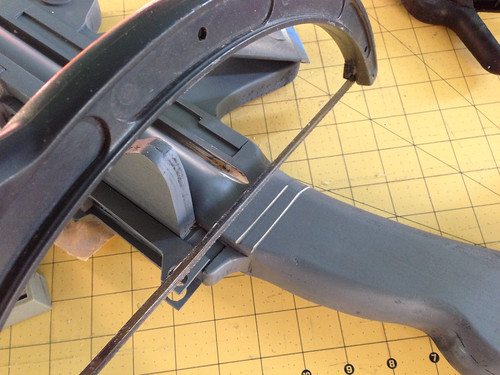 Cutting detail lines with hacksaw