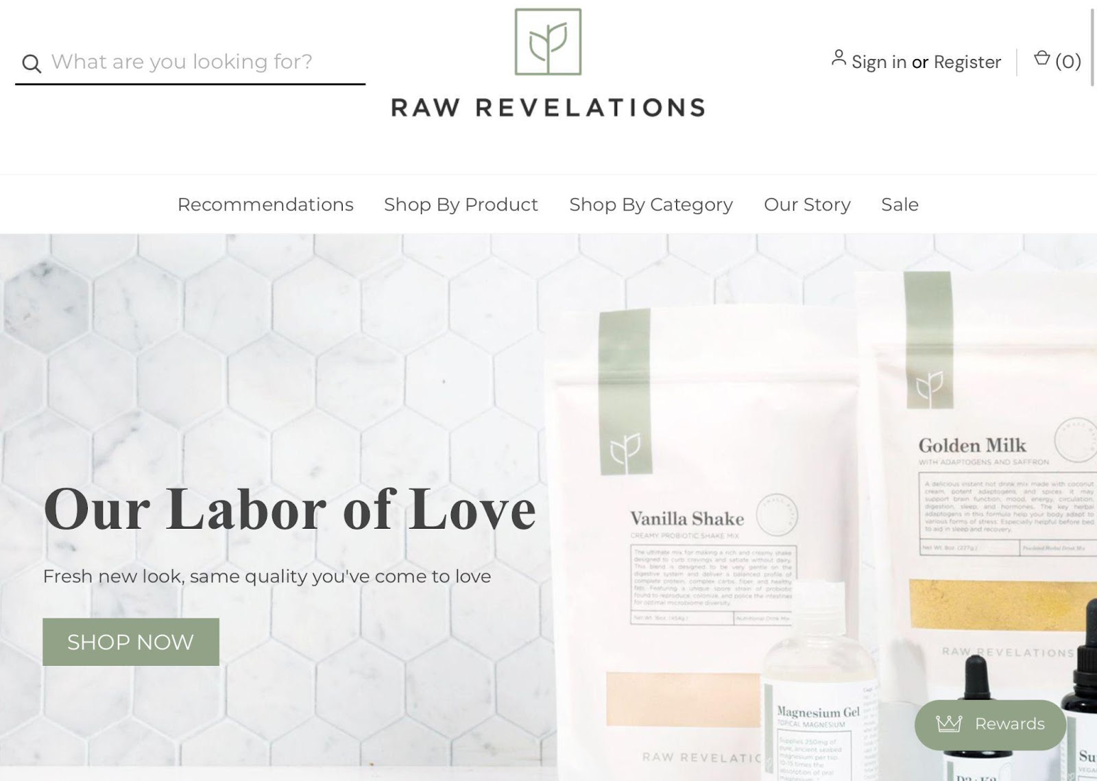 Raw Revelations landing page